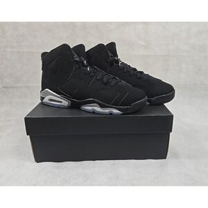 NEW Air Jordan 6 Retro Shoes Chrome Metallic Black Sneakers Boy Size 7Y NIB